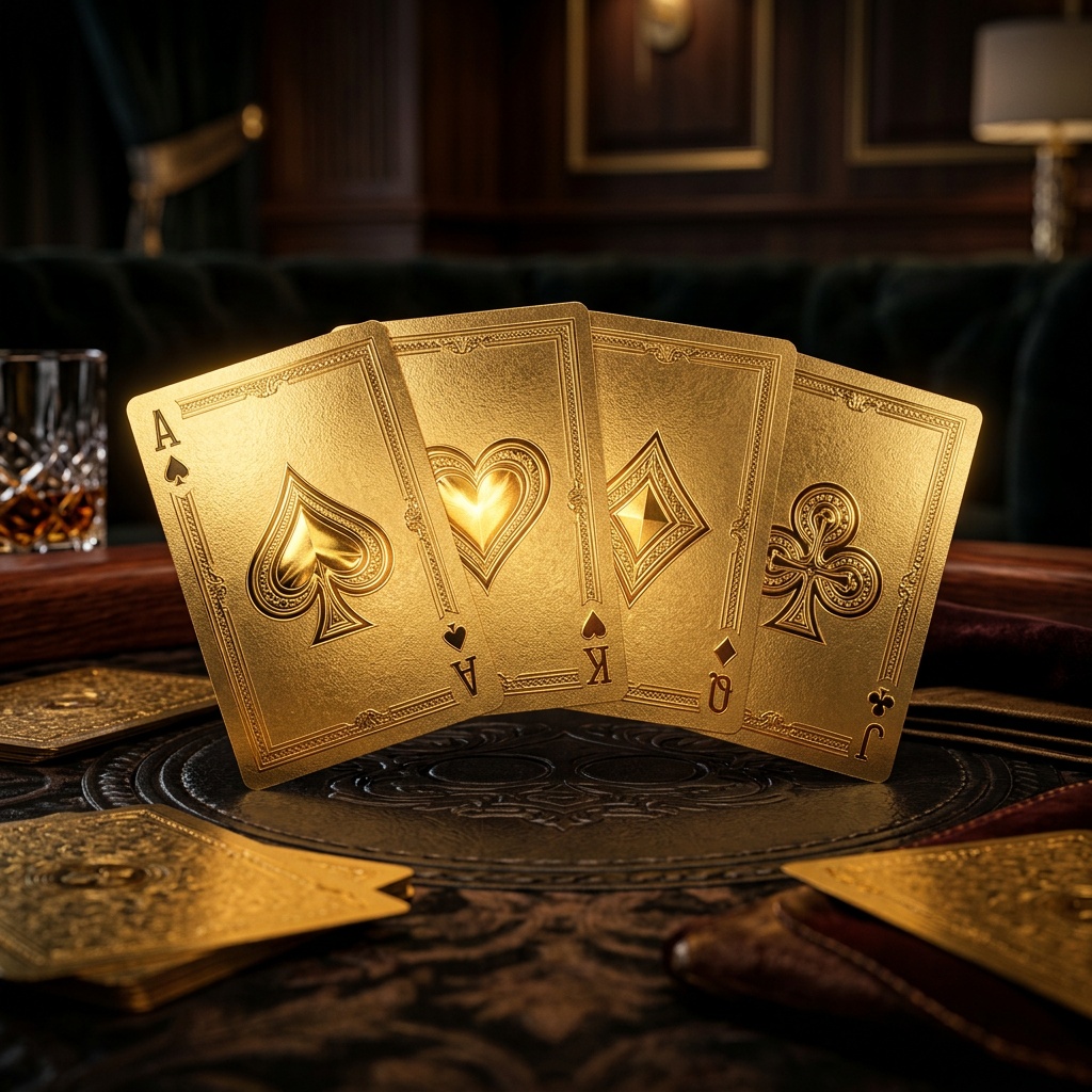 Cartes de jeu dorées — symboles poker