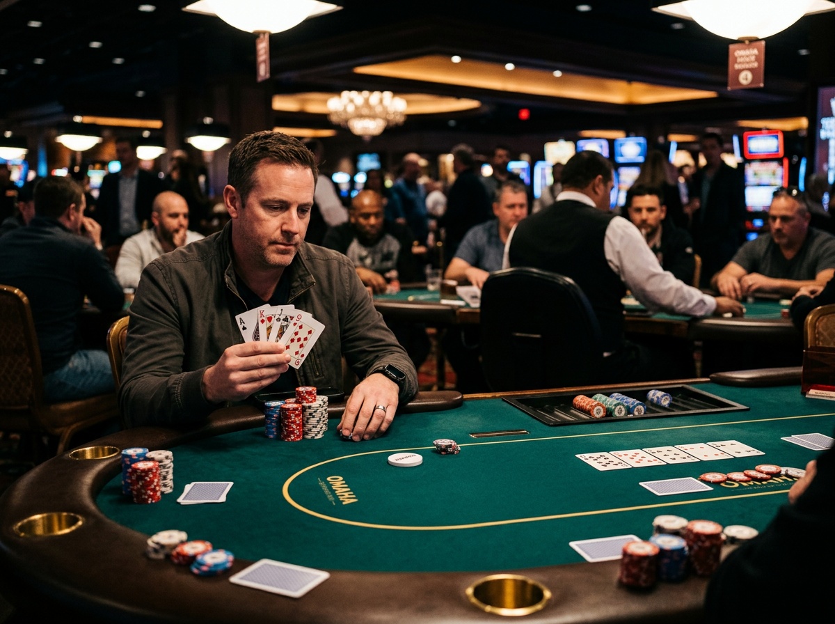 Partie d'Omaha Poker avec 4 cartes en main